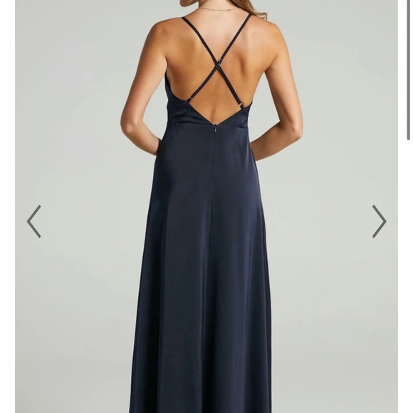 NWT SHOWPO. WILL IT BE US MIDI DRESS - THIGH SPLIT‎ CROSS BACK DRESS NAVY SIZE 8 - Picture 2 of 10